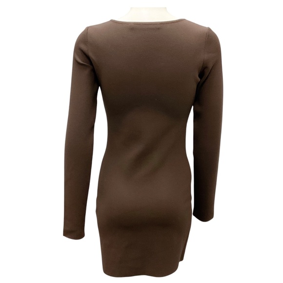 ZEYNEP ARCAY SMOKY DARK BROWN BALLERINA KNIT BODYCON MINI DRESS - Picture 3 of 5